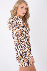Leopard Print Velvet Oversized Hoodie - Reagan