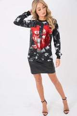 Tie Dye Sequined Eagle Distressed Jumper - Zarah