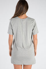 Grey Ring Choker Rockstar Slogan T Shirt Dress - Liana