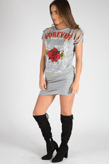Grey Forever Flying High Distressed T-Shirt Dress - Reiley
