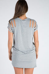 Grey Forever Flying High Distressed T-Shirt Dress - Reiley