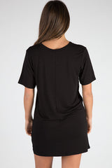 Black Ring Choker Rockstar Slogan T Shirt Dress - Liana