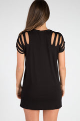 Black Forever Flying High Distressed T-Shirt Dress - Reiley