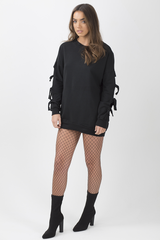 Black Tie Sleeve Detail Jumper Dress - Gina