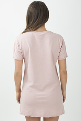 Pink Distressed Badge Detail T Shirt Dress - Kalani