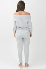 Grey Bardot Distressed Jumpsuit - Bethan