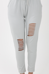 Grey Bardot Distressed Jumpsuit - Bethan