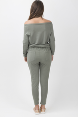 Khaki Bardot Distressed Jumpsuit - Bethan