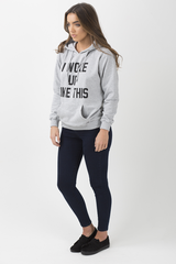 Grey 'I Woke Up Like This' Slogan Hoodie - Bey