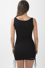 Black Metal Graphic Print Lace Up Sides T Shirt Dress - Callie