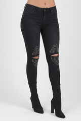 Black Denim Studded Jeans -Georgia