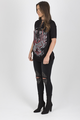 Black Destiny Graphic Print Lace Up T Shirt - Ollie