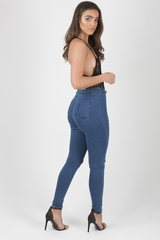 Black & Nude Lace Open Back Bodysuit - Naomie