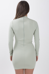 Mint Green High Neck Cut Out Bodycon Dress - Tatiana