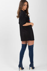 Black Anarchy Cut Out Pin Detail T-Shirt Dress - Lollie