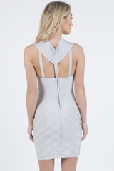 Grey Bandage Cross Over Mini Dress - Sasha