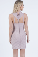 Mauve Bandage Cross Over Mini Dress - Sasha