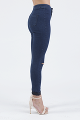 Indigo High Waisted Ripped Knee Skinny Jeans - Amara