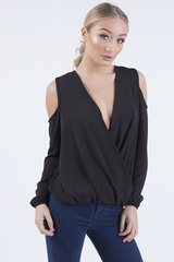 Black Cold Shoulder Top - Elsie