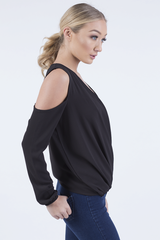 Black Cold Shoulder Top - Elsie