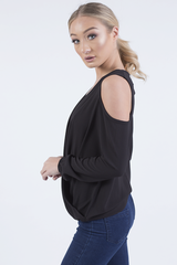 Black Cold Shoulder Top - Elsie