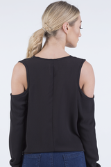 Black Cold Shoulder Top - Elsie