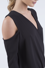 Black Cold Shoulder Top - Elsie