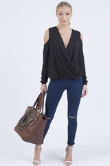 Black Cold Shoulder Top - Elsie