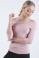Mauve Bardot Ruched Top - Sandra