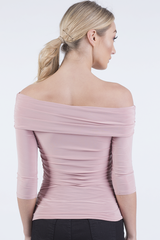 Mauve Bardot Ruched Top - Sandra