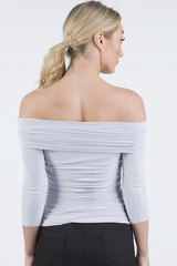 Grey Bardot Ruched Top - Sandra