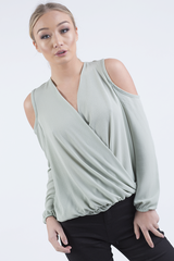 Mint Cold Shoulder Top - Elsie