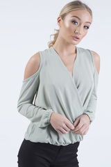 Mint Cold Shoulder Top - Elsie