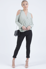 Mint Cold Shoulder Top - Elsie