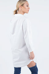 White Embroidered Oversized Shirt  - Kate