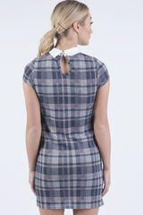 Grey & Pink Checkered Collar Dress - Dolly