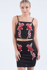 Black Floral Embroidered Co-ord - Stacey