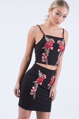 Black Floral Embroidered Co-ord - Stacey
