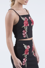 Black Floral Embroidered Co-ord - Stacey