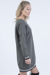 Khaki Lies Slogan Jumper Dress - Ellie