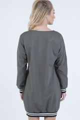 Khaki Lies Slogan Jumper Dress - Ellie