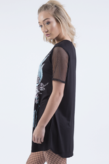 Black Ride Or Die Slogan Mesh T-Shirt Dress - Darcie