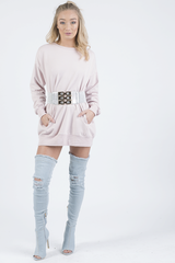 Pink Oversized Ruched Sleeve Jumper Dress - Hayley