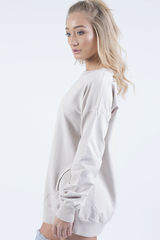 Beige Oversized Ruched Sleeve Jumper Dress - Hayley