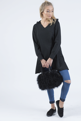 Black Wrap Around Oversized Hoodie - Yasmin