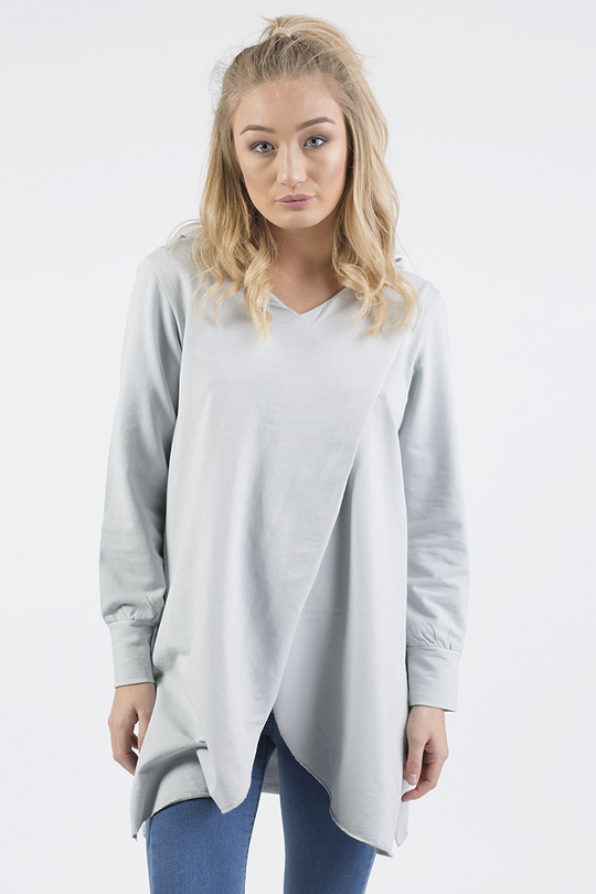 Grey Wrap Around Oversized Hoodie - Yasmin