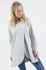 Grey Wrap Around Oversized Hoodie - Yasmin