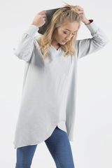 Grey Wrap Around Oversized Hoodie - Yasmin
