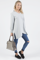 Grey Wrap Around Oversized Hoodie - Yasmin