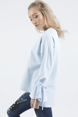 Blue Tied Arm Bell Sleeve Top - Poppy